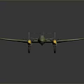 Vintage Green Airplane Model With Two Propellers Yellow Wing Tips And Red Tail Insignia