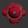 Red Fire Hydrant With Metal Chains And Classic Design On Reflective Surface