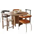 Modern Dining Table and Chair Combination Dining Chair Round Dining Table 3d model