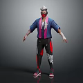 Stylish Game Character With Headscarf Mask Blue Top And Colorful Outfit Details
