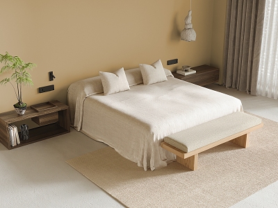 Double Bedstand Carpet Bed End Stool model