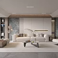 Modern Light Luxury Fabric Sofa And Glass Coffee Table Set For Elegant Comfortable Home Interiors