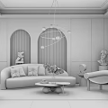 Modern sofa coffee table combination 3d model