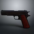 Vintage Classic Pistol With Black Body And Red Textured Grip Design