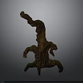 Unique Artistic Tree Sculpture With Twisted Trunk And Green Brown Branches