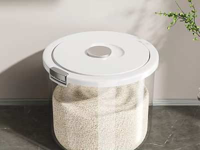Airtight Transparent Kitchen Storage Container With White Lid For Rice 3d model
