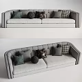 Modern Double Sofa Multi-Person Sofa Casual Sofa Long Sofa Fabric Sand 3d model