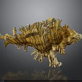 Intricate Shell Shaped Sculpture Carving With Yellow Brown Striped Wavy Texture