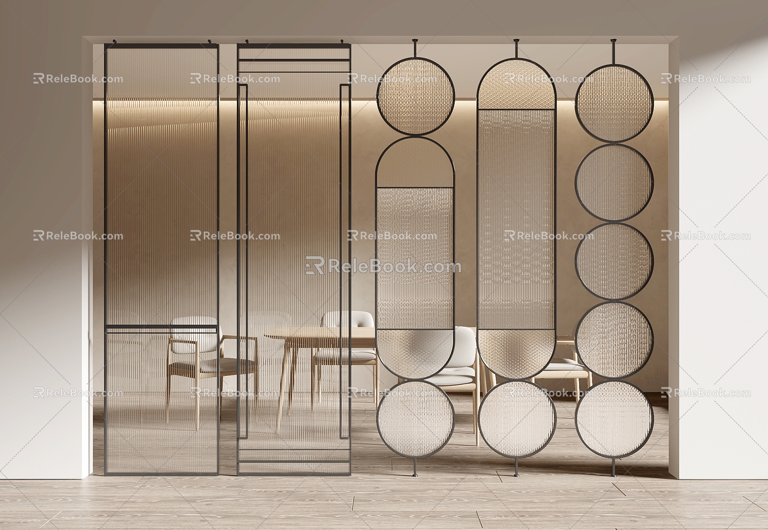 Modern partition glass screen partition 3d model