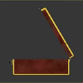 Open Red Box With Gold Trim And Black Interior Featuring Handle 3d model