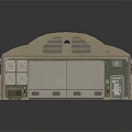 Green Roofed Industrial Building Structure With Metal Pipes Doors Windows And Equipment