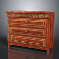 Vintage Wooden Console Cabinet with Carved Details Three Drawers Entryway Storage Furniture