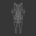 Red Cosmic Spaceship With Complex Structure Multiple Engines And Weapon Systems