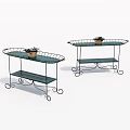 Indoor Metal Decorative Shelving Units Featuring Two Tiered Design And Potted Plants