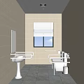 Accessible Restroom Interior With Grab Bars Sink Toilet And Tiled Walls
