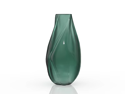 Green Glass Vase With Sleek Curved Design And Smooth Reflective Surface 3d model