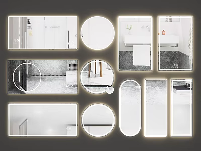 Various Shapes Modern Decorative Wall Mirrors For Home Bathroom And Living Room 3d model