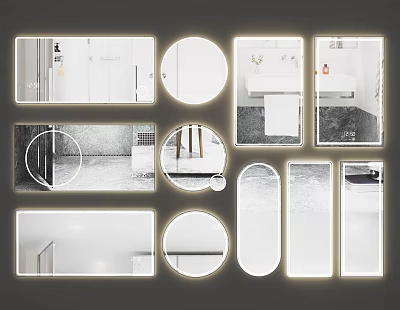 Various Shapes Modern Decorative Wall Mirrors For Home Bathroom And Living Room 3d model