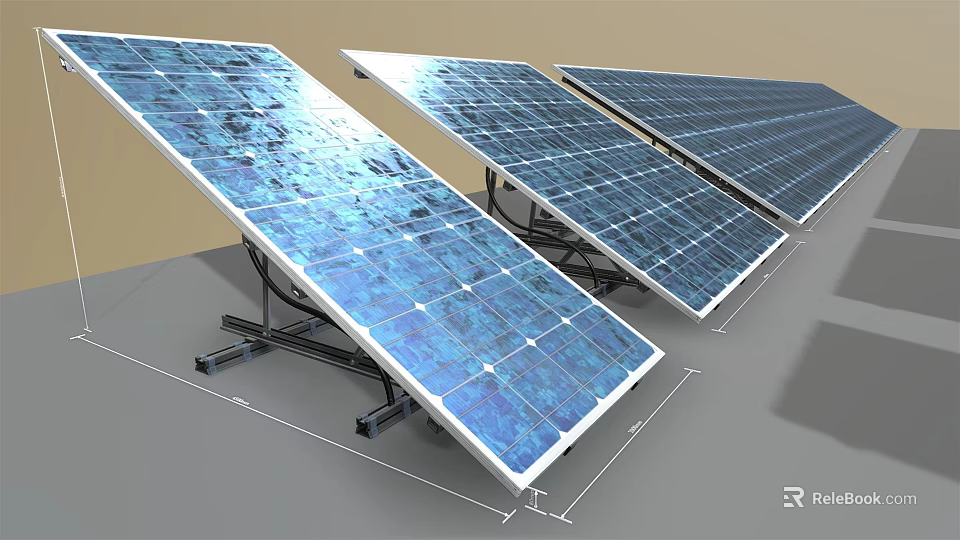 Efficient Solar Panels System With Mounting Brackets For Home Daily Electrical Appliances 3d model 