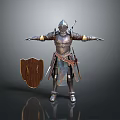 Decorative Medieval Knight Armor Figurine With Wooden Shield And Intricate Design For Home Decor