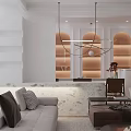 Modern Living and Dining Room Interior With Sofa Coffee Table TV Window and Plants