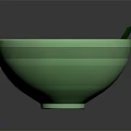 Green Bowl Of Ramen Noodles With Soft Boiled Egg Sliced Ham And Red Broth 3d model