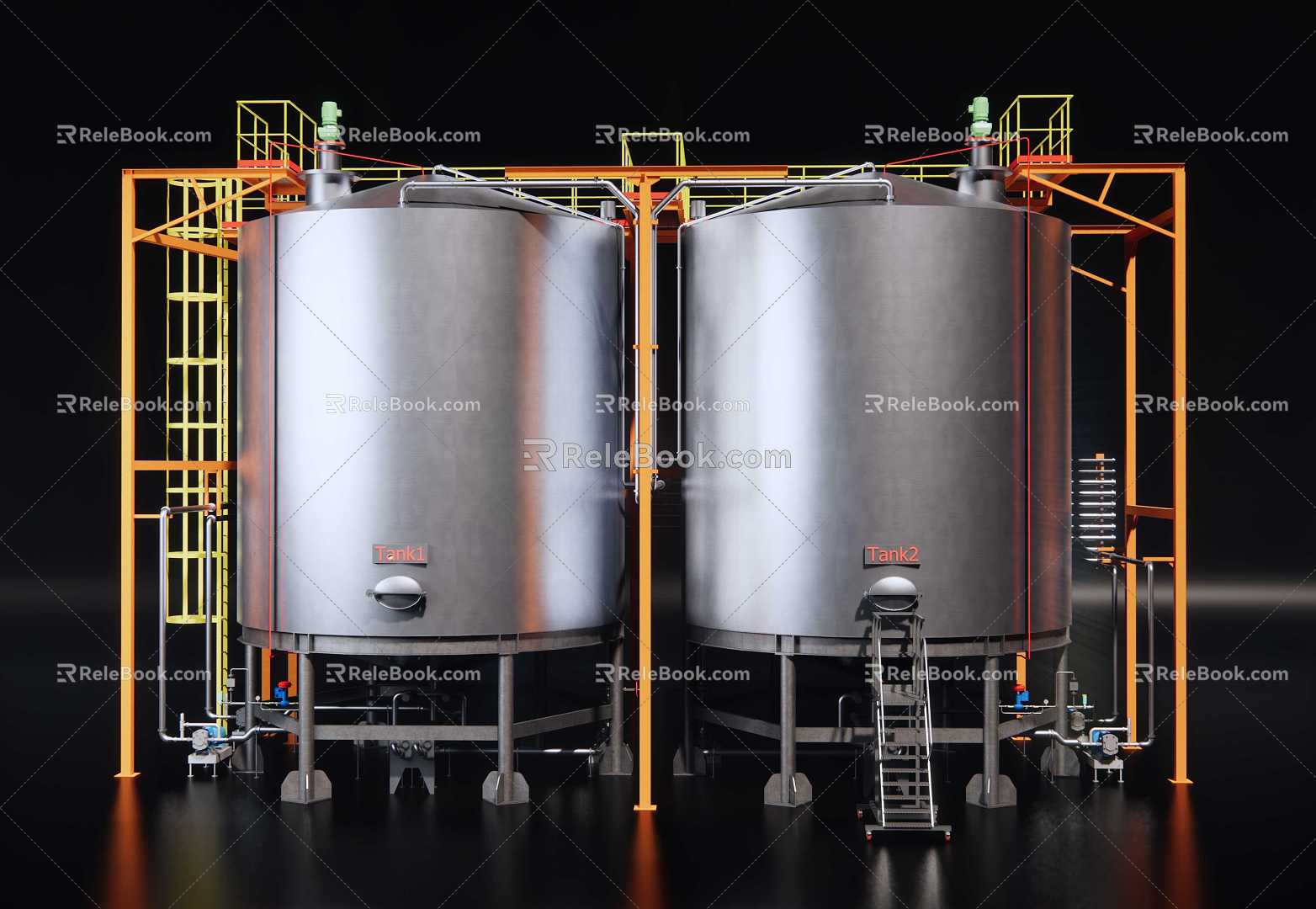 modern large oil storage tank 3d model