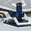 Hi Tech Exhibition Hall With Modern Booth Interactive Screens And Digital Information Displays