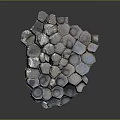 Unique Terrain Composed of Hexagonal Gray Blue Stones With Shiny Surface and Stacked Structure
