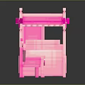 Cute Pink Bedroom Furniture Set With Bed Wardrobe Bench Dresser And Clothes Rack