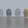 Buddha Head Sculpture Carving Evolution From Wireframe To Textured Model Series 3d model