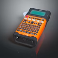 Handheld Label Printer With Orange And Black Design Keyboard Screen And Paper Outlet
