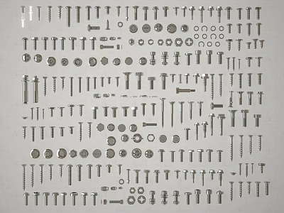Various Types of Nails Screws Bolts and Hardware Fasteners for DIY Repair Work 3d model