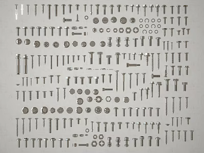 Various Types of Nails Screws Bolts and Hardware Fasteners for DIY Repair Work 3d model