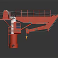 Red Industrial Crane Equipment With Railing Ladder Boom And Control Cabin