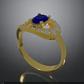 Gold Ring With Blue Gemstone And White Stones For Daily Accessories