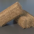 Two Natural Hay Bales With Handmade Fiber Texture Placed on Gray Background
