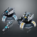 Turret Turntable Railgun Sci-fi Tower Defense Game Tower Defense Sci-fi Turret Game Turret Game Battery 3d model