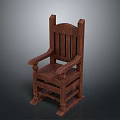 Classic Wooden Armchair With Vertical Slat Back And Sturdy Armrests