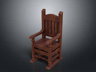 Classic Wooden Armchair With Vertical Slat Back And Sturdy Armrests 3d model