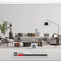 Modern sofa coffee table combination 3d model
