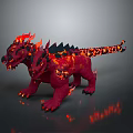 Flaming Mythical Creature With Red Body Black Spikes And Lava Textured Skin