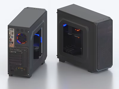 Gaming Computer Cases With RGB Lighting Tempered Glass Panels Showcasing Internal Components Black Design 3d model