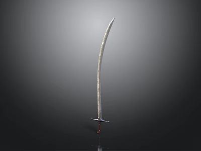 Scimitar Weapon With Curved Blade And Metal Hilt On Dark Background 3d model