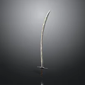 Scimitar Weapon With Curved Blade And Metal Hilt On Dark Background