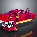 Pixel Art Red Dragon Character With Long Body Sharp Teeth And Glowing Features 3d model