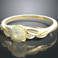 Gold Ring With Round Gemstone And Leaf Decorations Engraved My Enchanting Nina