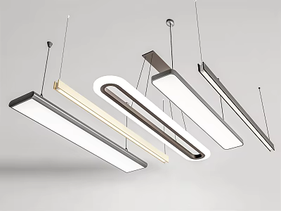 Modern Linear LED Pendant Lights With Sleek Design For Contemporary Spaces 3d model