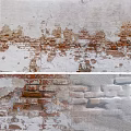 Weathered Brick Wall With Peeling White Plaster And Exposed Red Bricks Texture 3d model