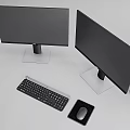 Dual Computer Monitors Setup with Keyboard Mouse and Headphones for Home Office
